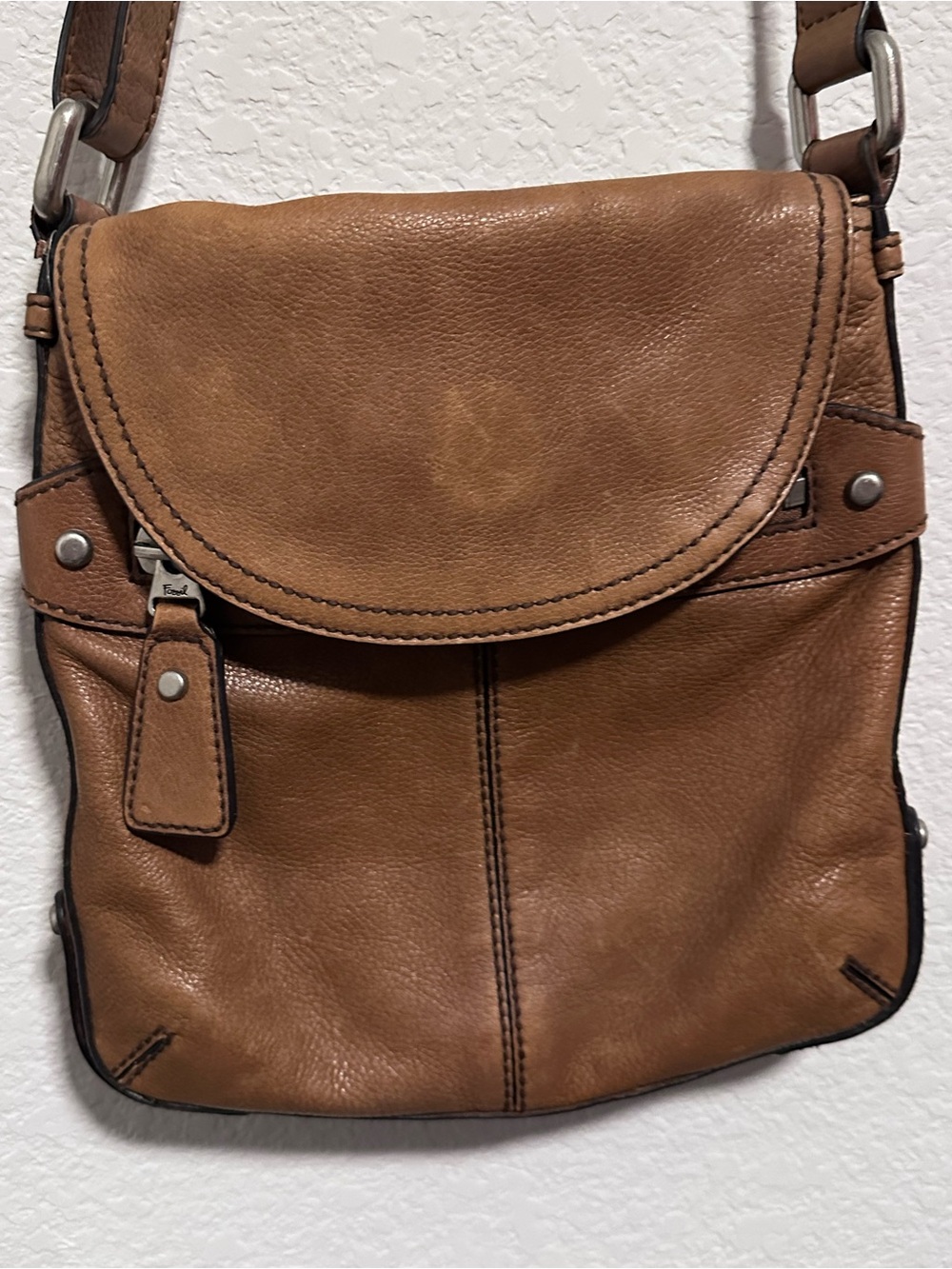 Fossil Brown Leather Crossbody Bag